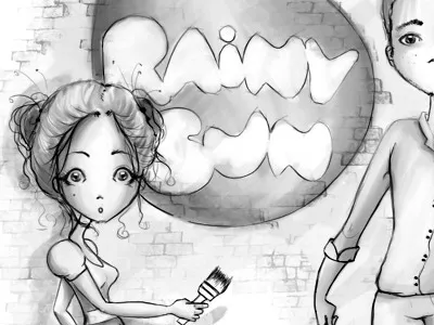 Rainy Sun Design art begin black and white painting bn characters company concept drawing founders girl guy illustration logo man selfportrait sketch woman