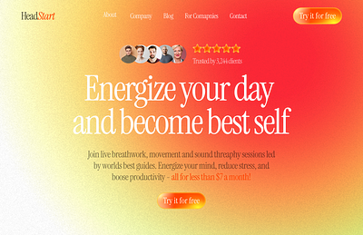 Headstart Homepage design