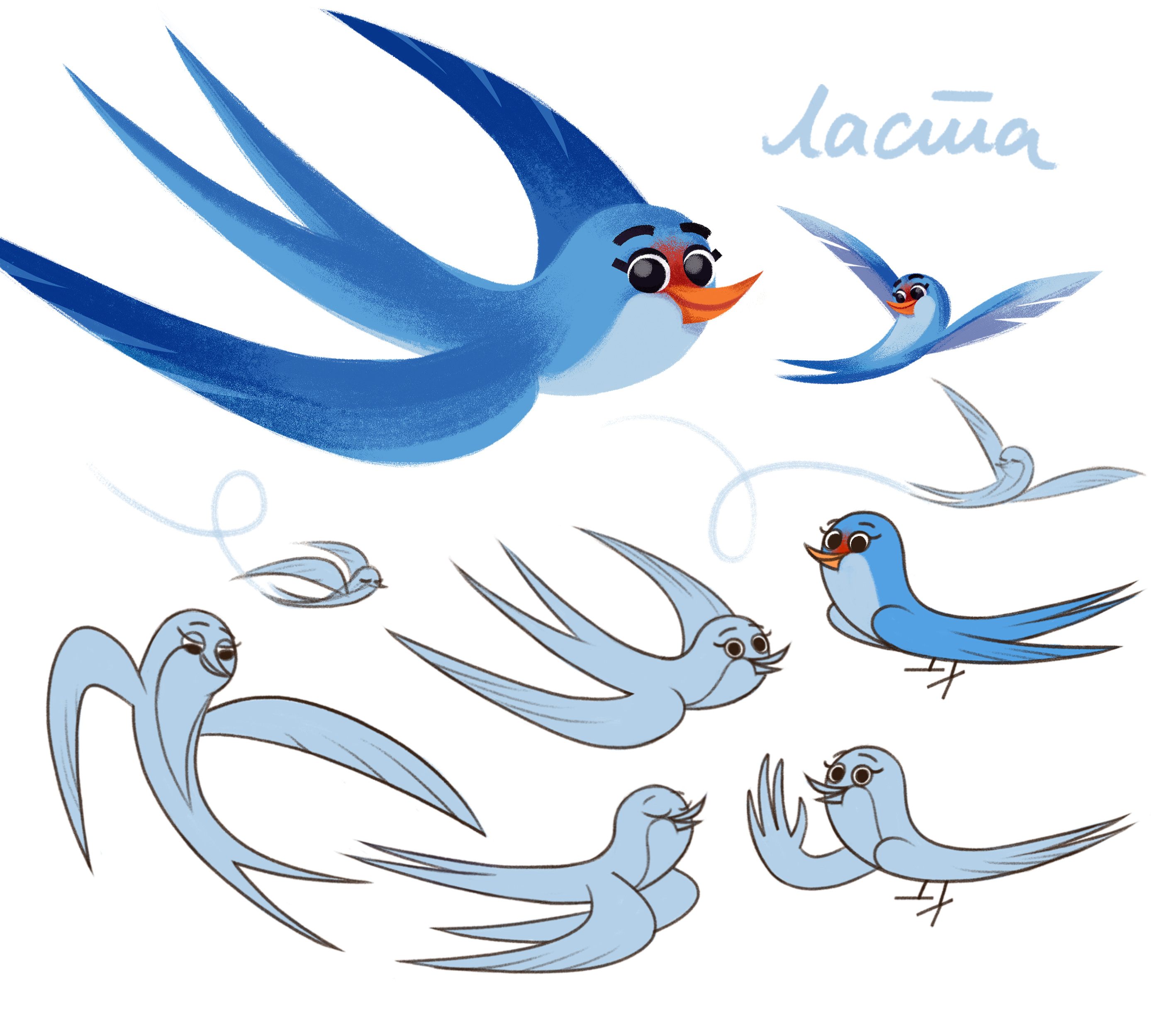 Character design for "Riznica" birds character design illustration sparrow swallow