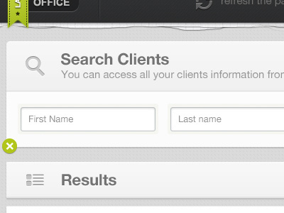 Search Area application grey interface ipad lime ui ux yellow