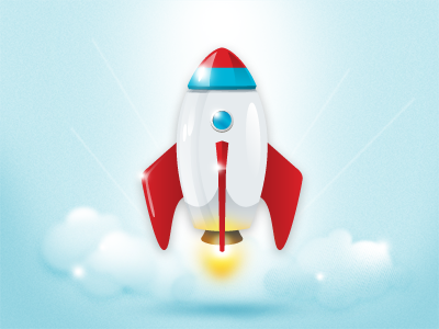 Rocket blue bomb pop clouds illustration photoshop psd rocket template tutorial