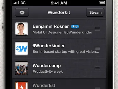 Wunderkit iPhone App - Sidebar 6wunderkinder app ios iphone sidebar workspace wunderkit