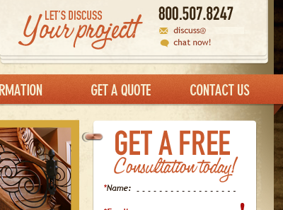 Stair Website call to action contact info form navigation