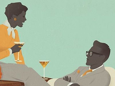 A Woman A Man 1950 1960 cocktail collage digital illustration mad men retro