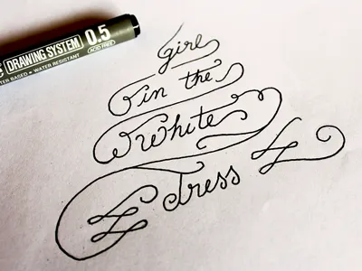 Girl White Dress Sketch branding identity lettering logo photography type typography wedding
