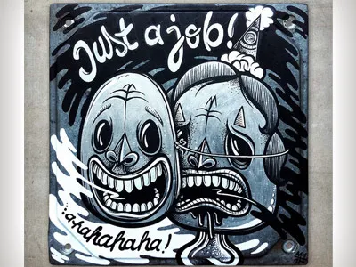 Just A Job berlin black bw cuke harlequin hometown hrlqn illustration mike friedrich paper white