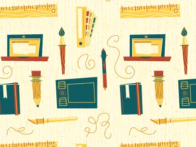 Maker's Boon Wallpaper apple brush illustrator laptop pattern pencil seamless texture vector vintage wacom