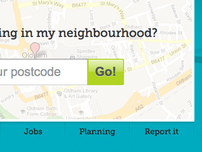 Go arial green jadu map museo slab teal ui ux white