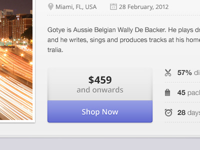 Buy Tickets button glyphs icons nuance price purple shadow shop stack