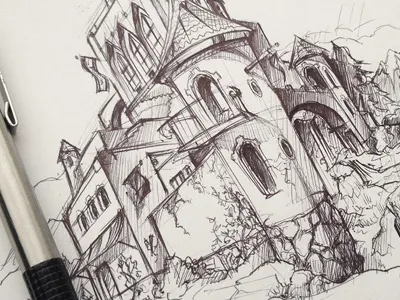 castle sketch castle city illustration pen sketch