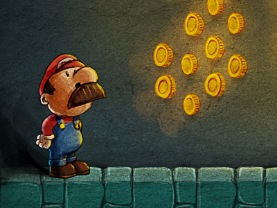Gift for Joel children coin illustration mario tube underground