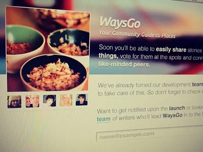 Introducing Waysgo bloggers blue cloud community design food golden gate bridge home page homepage landing page orange signup ui design