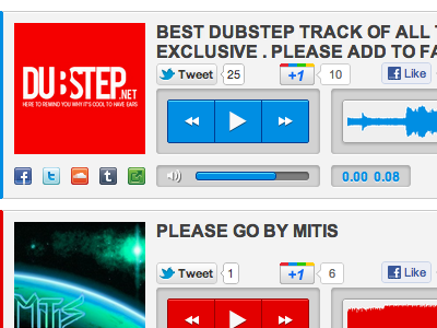 Audio Player buttons css grey player red simplistic