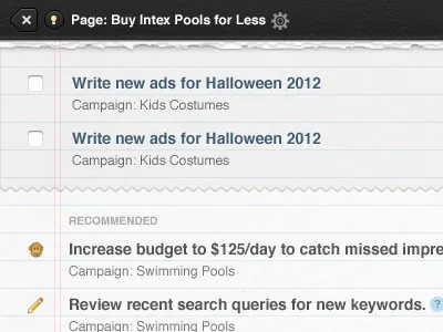 Ideas List adwords helvetica leather list notebook notepad paper task list tear texture to do list ui ux