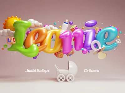 Leonie Birthcard 3d typography c4d cinema 4d cooper lettering vray