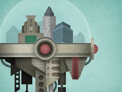 City in the sky art deco city clouds omfg! its a floating city! retro sky