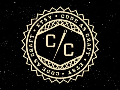 Code as craft badge logo seal texture typography vitesse