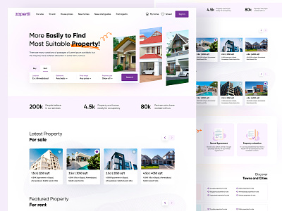 Zopertii | Property Finder Landing Page apartement architecture clean creative find home home page house landing page listing modern product design properties property property search trendy ui uiux ux website