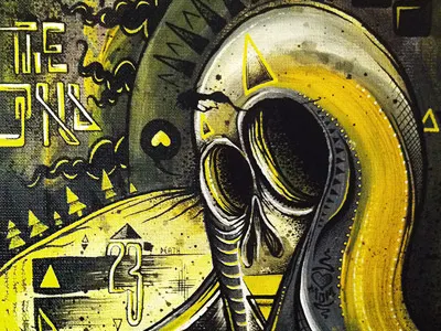 King of the End acryl berlin canvas character dark king of the end mike friedrich painting yellow