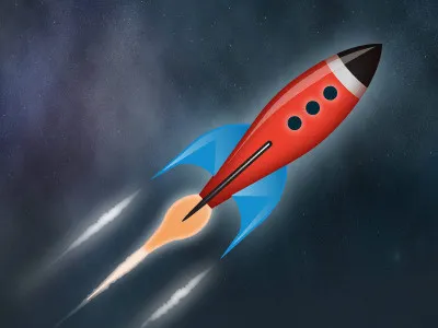 Rocket blue fireworks illustration red rocket yellow