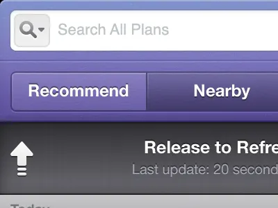 Plannea App: First Interactions app iphone list refresh violet