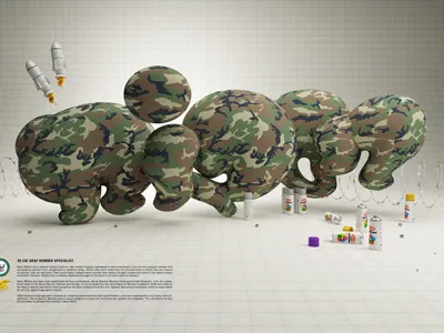 Rizon Bubble style 3d letters bubble c4d camouflage graffiti lettering typo vray