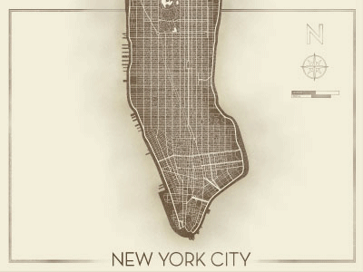 NYC Love compass heart love map new york texture valentines day