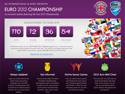 UEFA Euro Championship 2012 countdown euro eurochampionship futbol futura lourdes purple soccer soccercamps website