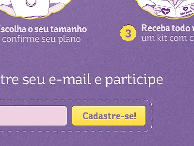 Lading page for Amo Calcinha box delivery girl illustration landing love panties purple subscription website yellow