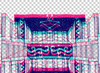 Indonesian Castle Got Attacked by Funk Laser art bountylist castle cyan magenta