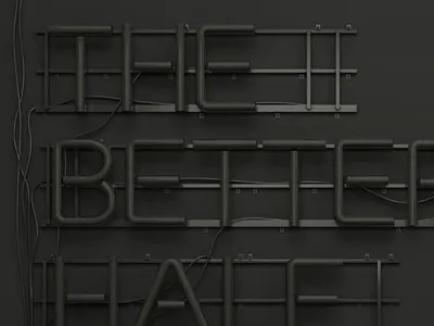 Neon Lights Off 3d lettering 3d neon c4d light poster print sign typo vray