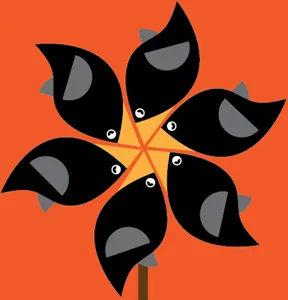 Pinwheel Birds birds black grey illustration orange pinwheel starling strawberryluna yellow