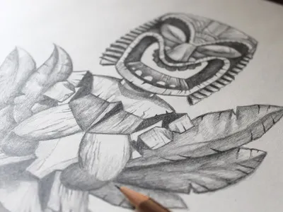 Tikis illustration pencil sketch pencils tiki tiki drawing tiki statue
