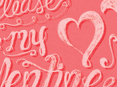 Valentine be mine hand lettering heart script type texture typography valentine