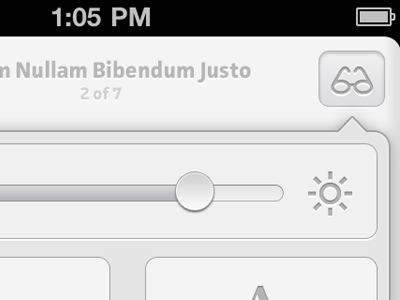 Reader brightness grey ios iphone menu reader slider