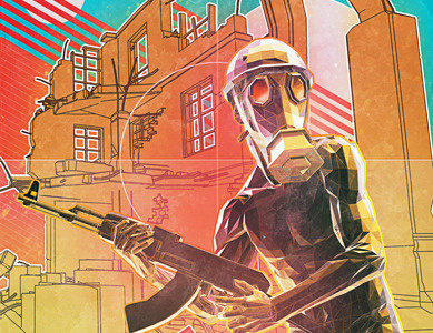 No man's land #5 cinema 4d conflict futuristic gas mask giampaolo miraglia gun illustrator light military modern warfare no mans land people photoshop poser 8 propaganda reflect reflection retro ruins war