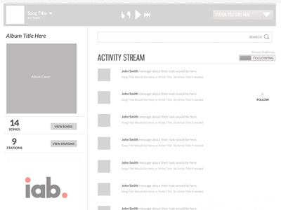 Activity Stream Wireframe 2 design gnuolane lato prototype ui unfinished user experience user flow user interface ux wireframe