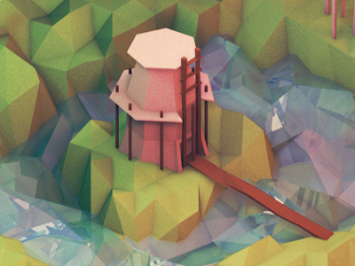 Moat 3d c4d castle cinema 4d environment grass hills isometric lake landscape low poly lowpoly moat model polygons reflection render water