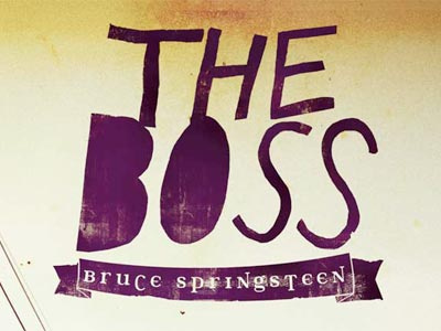 Bruce Springsteen The Boss Logotype americana boss bruce springsteen complementary cutout grunge handmade purple ribbon scroll type typography