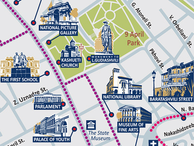 Icons for Map "Tbilisi Foot Routs" flit georgia icons infographic map tbilisi