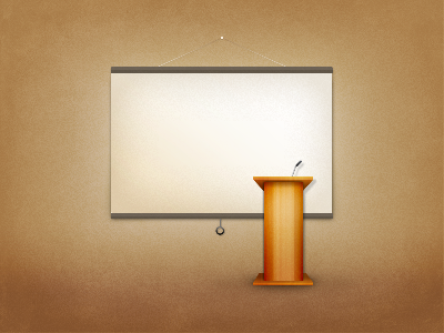 Freebie - Podium with projector screen PSD brown freebie illustration microphone podium projector projector screen psd screen texture