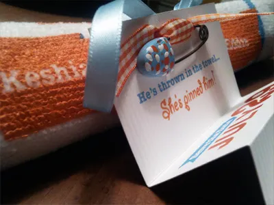 Towel Invitation Card bbq rehearsal wedding