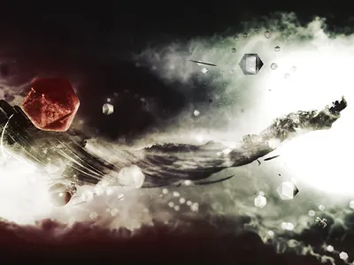 Spaceship 3d abstract art artwork digital explosion planetary poster print space surreal