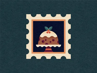 Christmas Stamps: Christmas Pudding cake christmas christmas pudding flat holiday illustration pudding stamp stamps texture vector vintage xmas