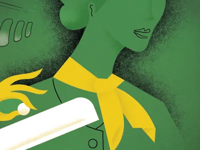 Haiku airline art deco aviation design editorial illustration retro stewardess vintage