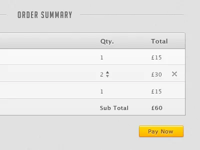 Order Summary basket button cart checkout gray grey ui yellow