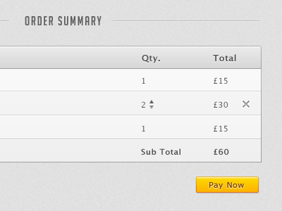 Order Summary basket button cart checkout gray grey ui yellow