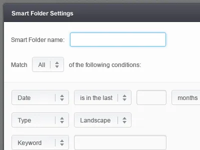Smart Folder dropdown input smart folder ui
