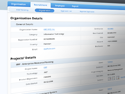 Organization Details - HRMS App big view data grid details full view hrms larger view organization details