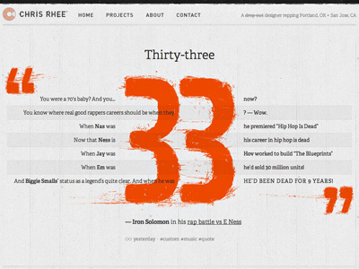 Chris Rhee - Custom Post (Iron Solomon Edition) adelle grid lyric personal post quote typekit web website wordpress